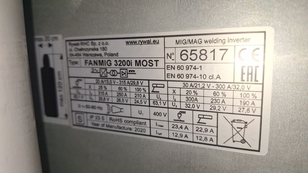 Spawarka półautomat MIG MAG MOST FANMIG 3200i