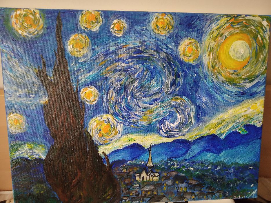 Gwieździsta noc - Vincent van Gogh - obraz na płótnie akryl