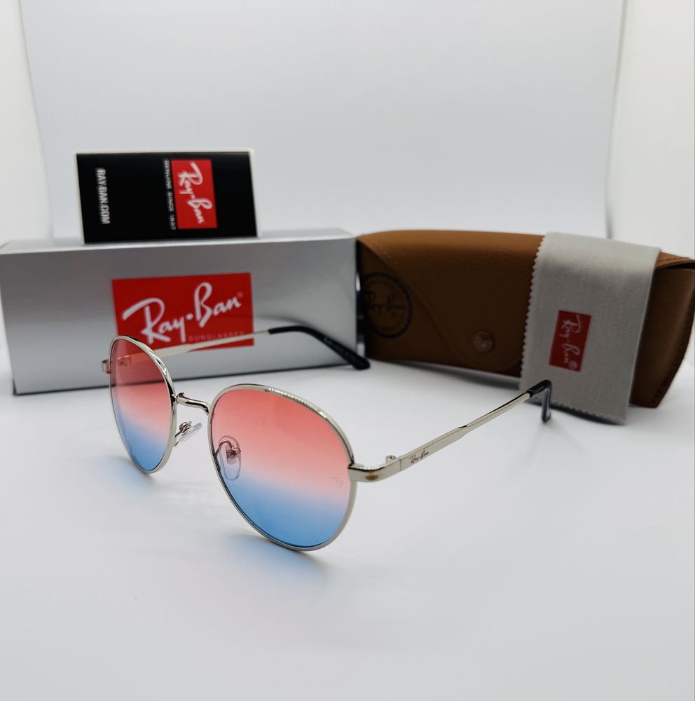Солнцезащитные очки Ray Ban Round Metal 663 Silver|Rose-Blue Gradient