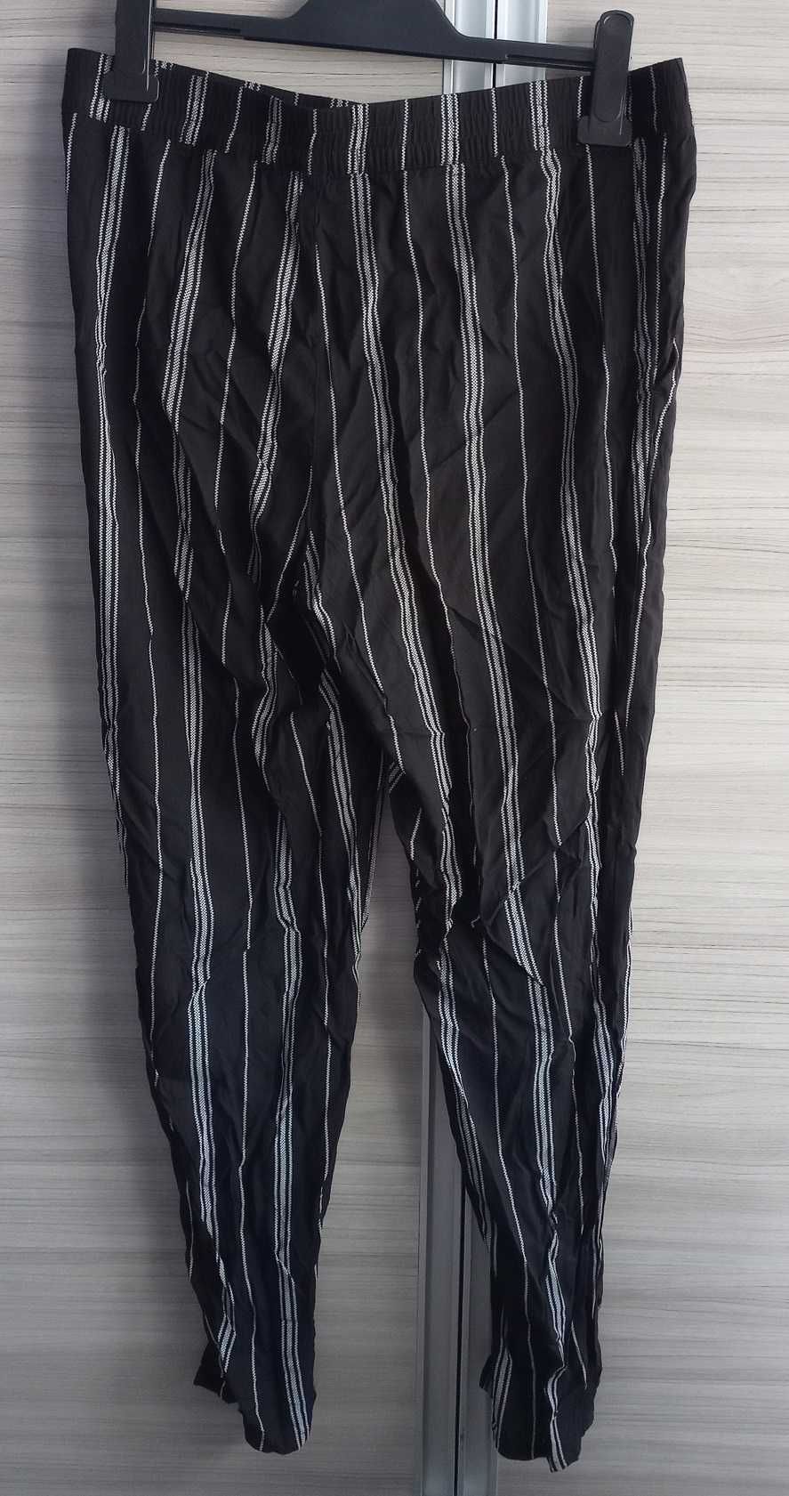 spodnie materiałowe H&M divided r. 42 (XL) czarne w paski
