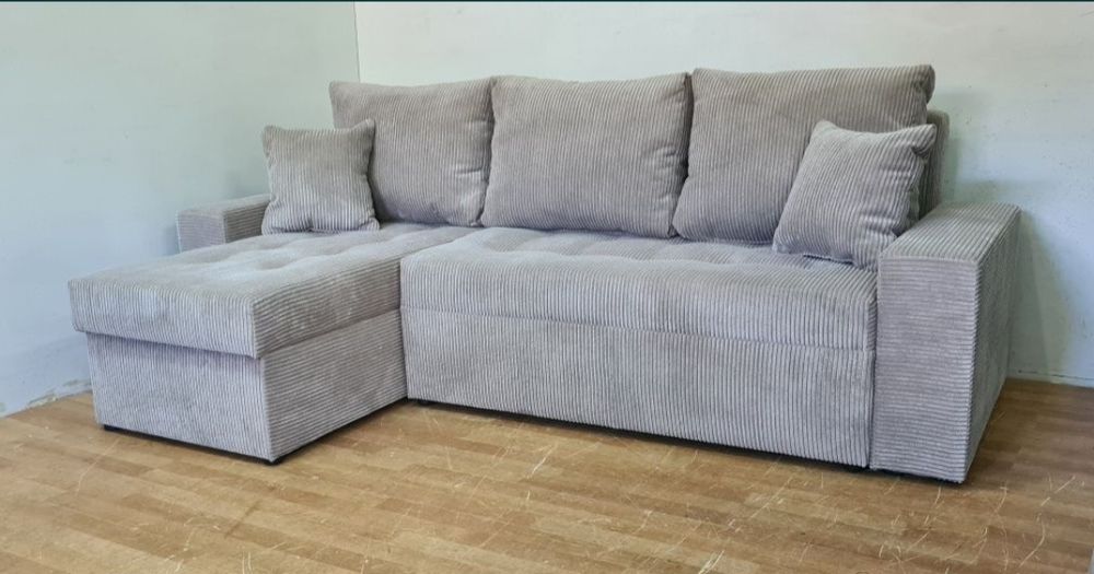 Nowy Narożnik sprężyny automat sztruks welur plusz kanapa sofa rogówka