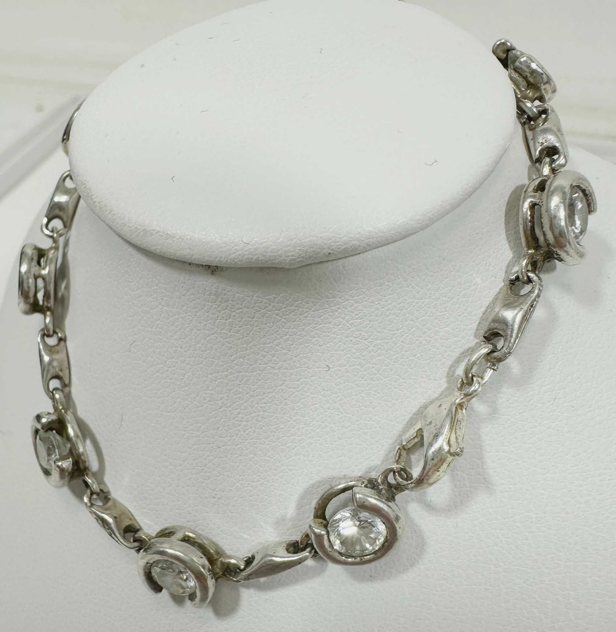 Piękna srebrna bransoletka z większymi cyrkoniami 11,67G