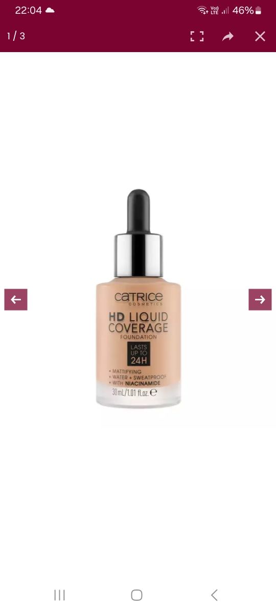 Catrice HD Liquid Coverage nowy podkład trwały 040 Warm Beige