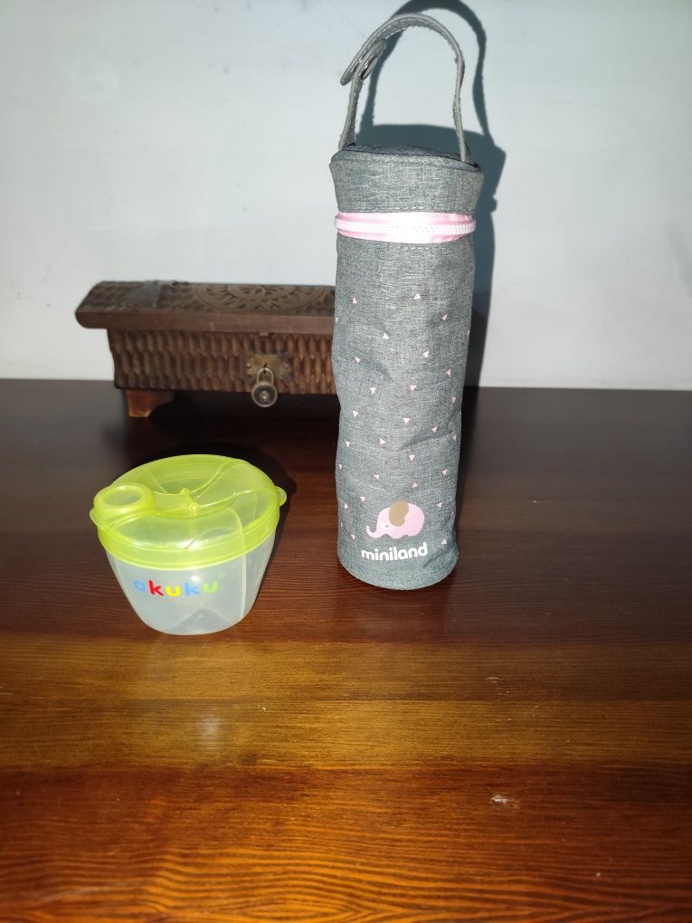 Pokrowiec termiczny na butelkę Miniland plus pojemnik na mleko w prosz