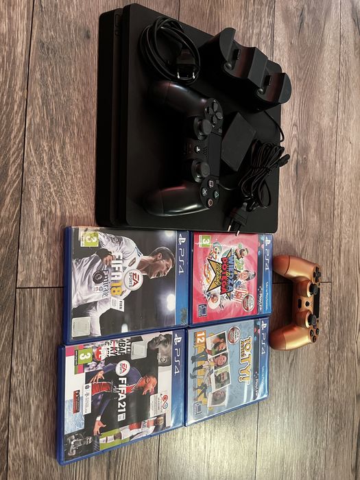 PlayStation 4 SLIM nowy dysk ssd/termopasta+ładowarka do padow i 4gry