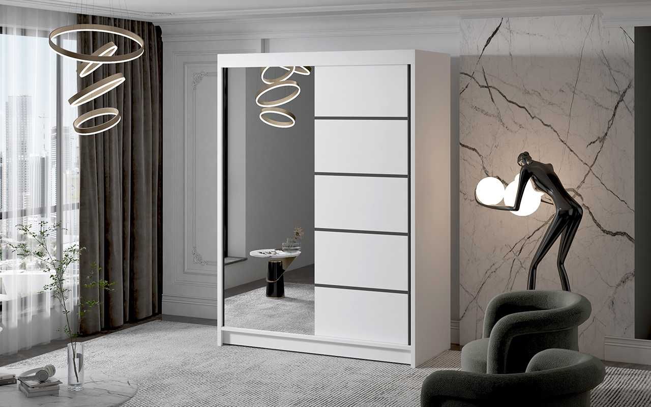 Szafa sypialniana Malmo III 150 cm z lustrem drzwi przesuwne garderoba