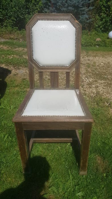 Krzesło, skóra, antyk, drewniane