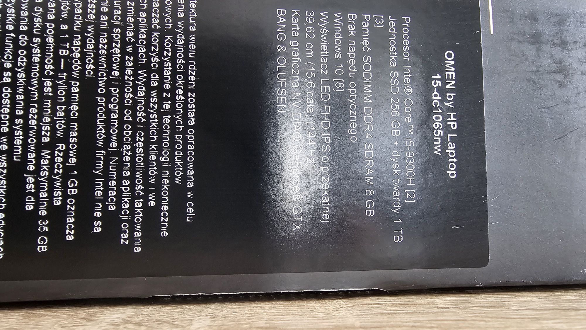 Hp gamingowy 15,6 144hz/GTX1650/8GB/SSD+Hdd/i5 9300h