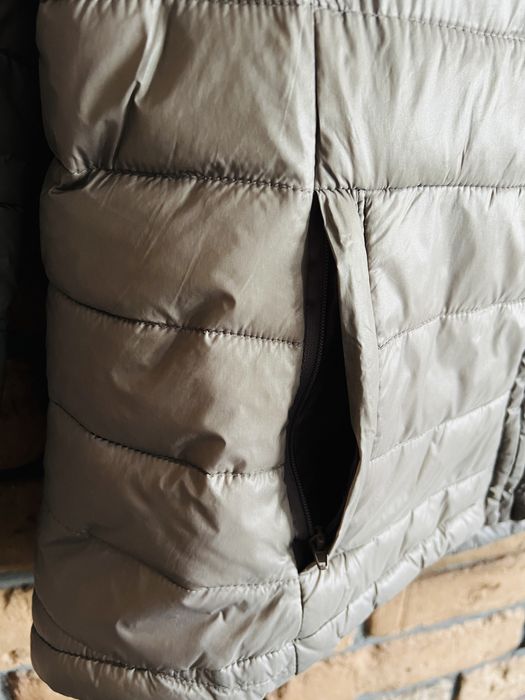 Damska kurtka puchowa pikowana z kapturem brązowa beżowa 34 36 XS/S