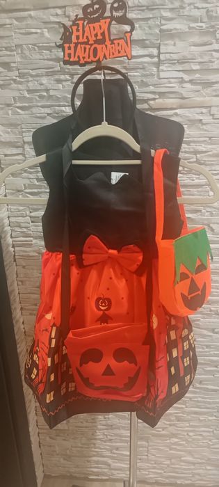 Strój halloweenowy dyni, przebranie dla dziewczynki r.110