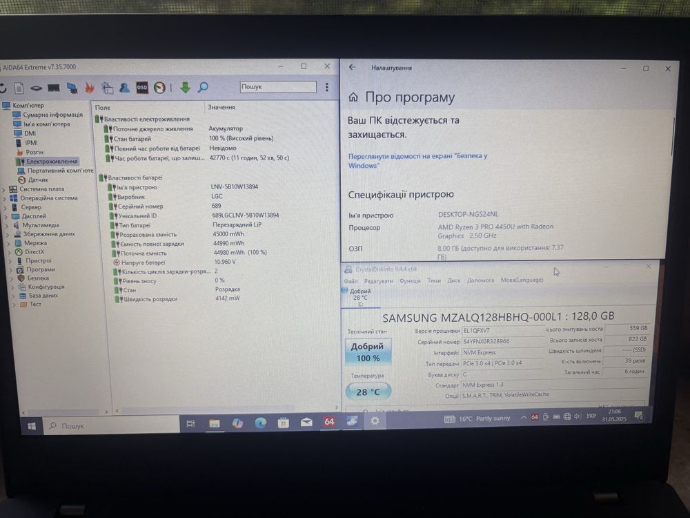 Lenovo ThinkPad L14 Ryzen PRO 3 4450u 128gb NVME 8gb 14” t495 t490s
