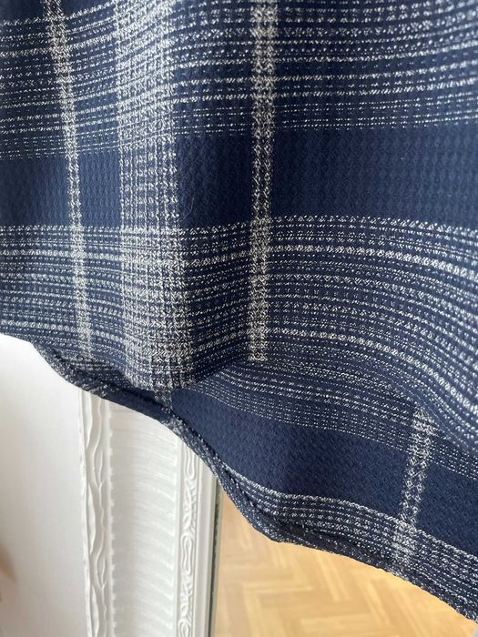 Mango top granatowy w kratkę krata elegancki vintage wiskoza S 36