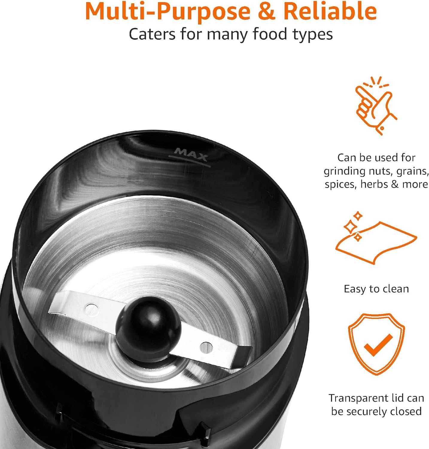 Młynek elektryczny AmazonBasics CG9402CE 150 W srebrny/szary