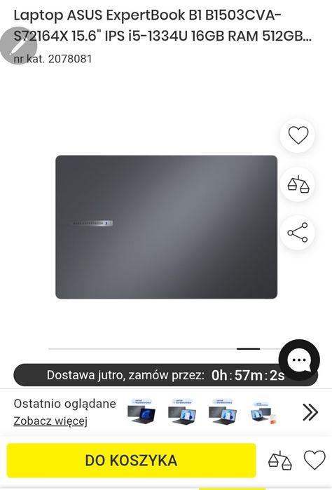 Nowy ASUS ExpertBook B1503CVA.  Sklep 3000 zł. Gratisy!!