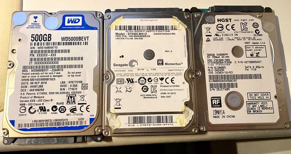 Lote 50 Discos 500Gb 2,5" p/Portatil/Cameras Video Vigilancia/PS3