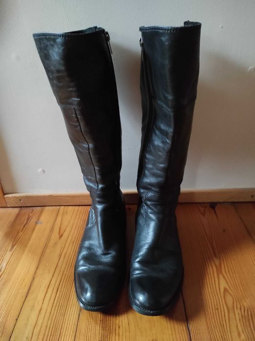 Kozaki RYŁKO , czarne oficerki, skóra rozm. 40