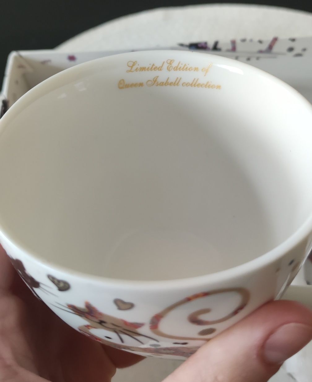 Zestaw porcelany dla 2 osób Filiżanki Podstawki Łyżeczki Kawa Herbata