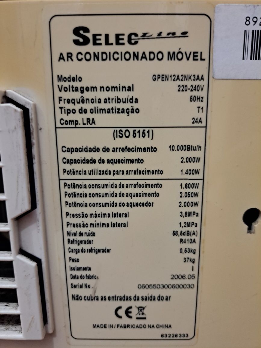 AC Portátil 10.000 btu/h