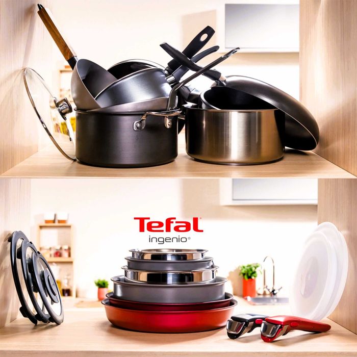 6-elementowy zestaw patelni TEFAL Ingenio COOK EAT z odłączaną rączką