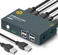 GREATHTEK Przełącznik KVM HDMI USB 2 port 4K, USB2.0, 4K 30Hz