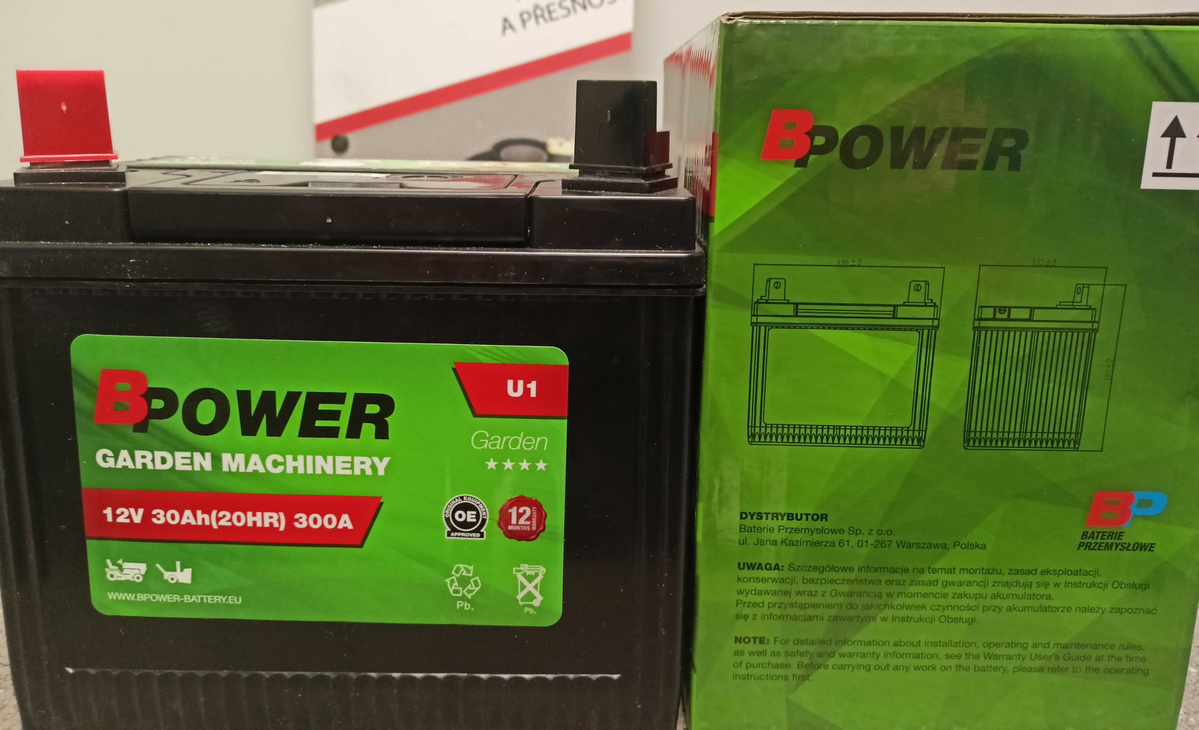 Akumulator BPower Garden U1 12V 30Ah 300A L+ Lewy Plus