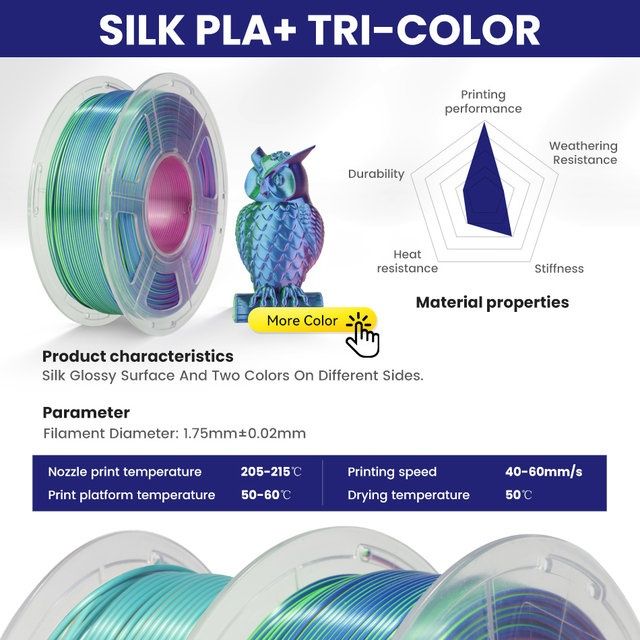 JAYO Tri-Colors PLA SILK 3D Філамент 1.75MM
Ціна за 1000 грам