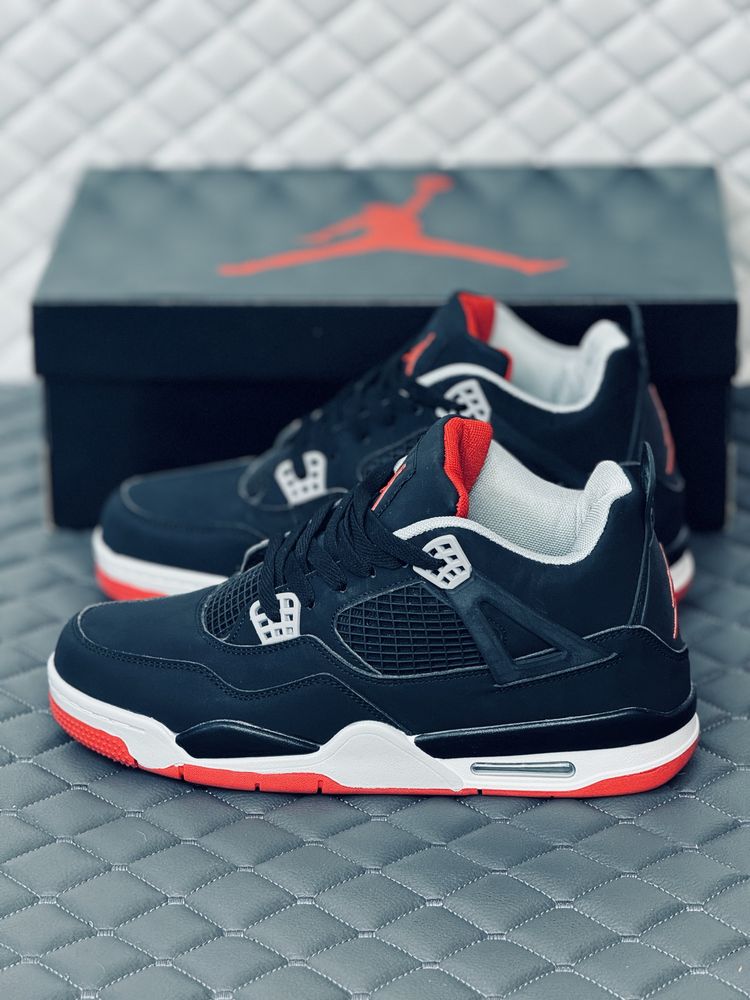 Кроссовки мужские Nike Retro Jordan 4 black red кросовки Найк Джордан