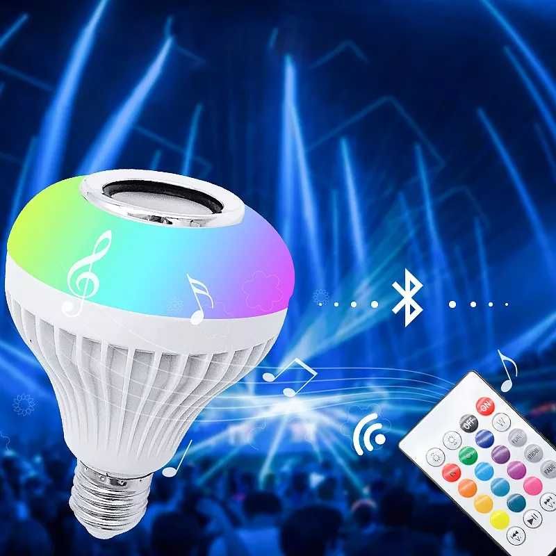 Led rgb bulbo e27 bluetooth alto-falante