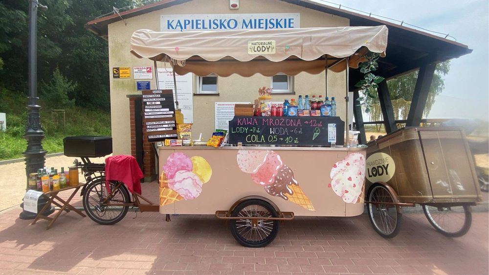 Rower gastronomiczny, wózek lodowy, mobilna lodziarnia riksza
