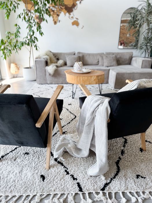 Fotel PRL Lisek retro tapicerowany wypoczynkowy vintage x3 szt czarny