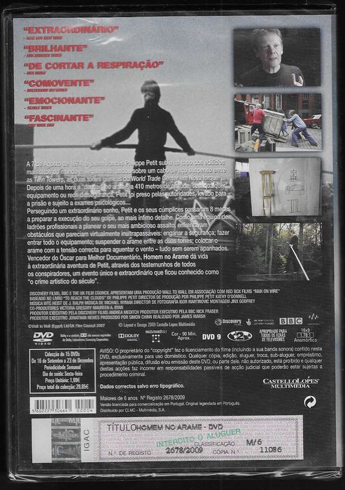 James Marsh. Homem no Arame. (selado)