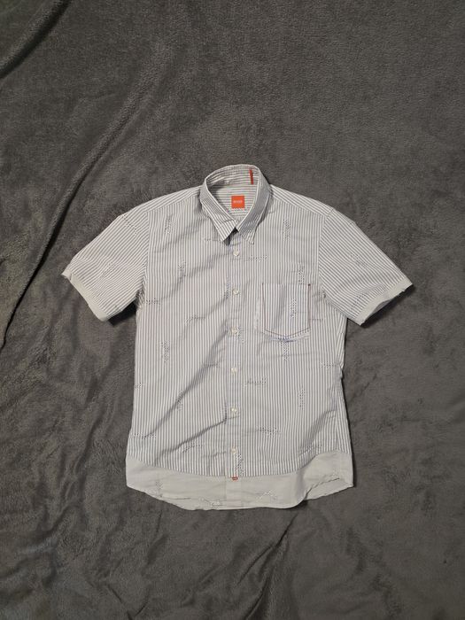 Koszula męska Hugo Boss M paski krótki rękaw