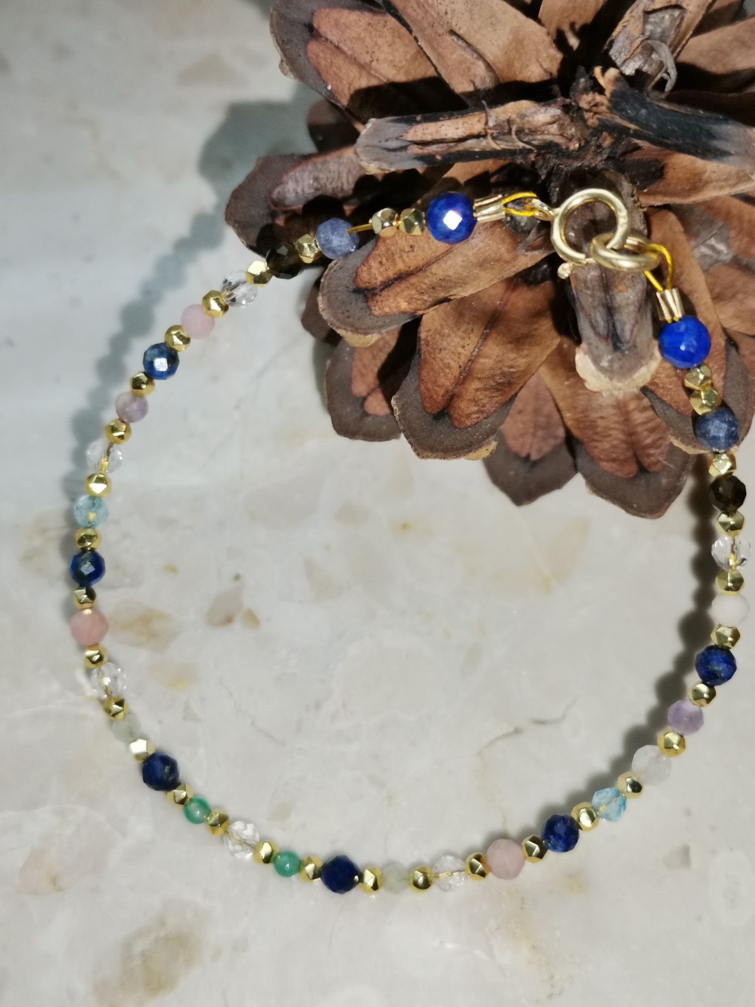 Bransoletka kamienie znak zodiaku strzelec lapis srebro 925 topaz opal