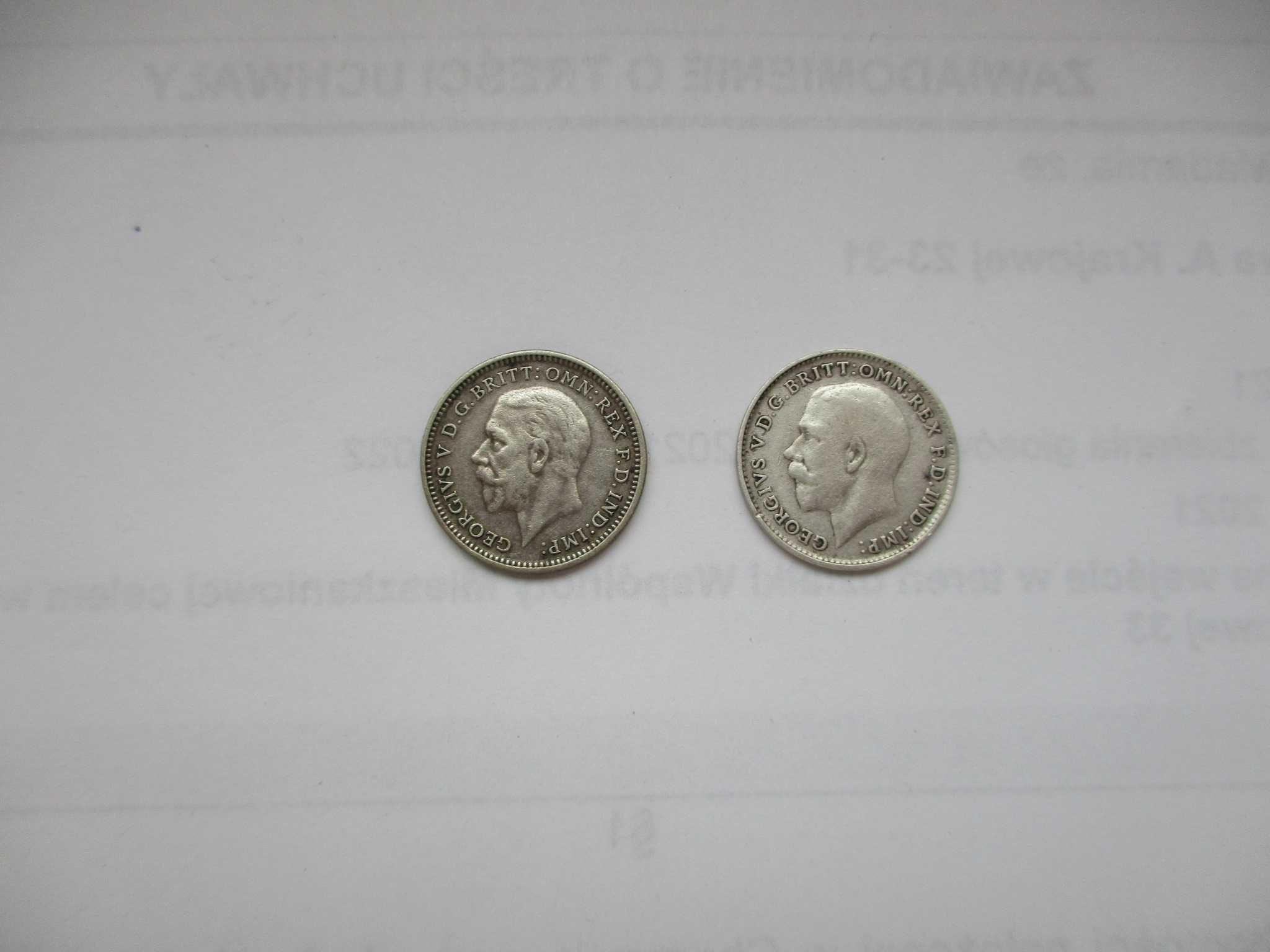 2 srebrne 3 pensówki z 1917 i 1931 roku