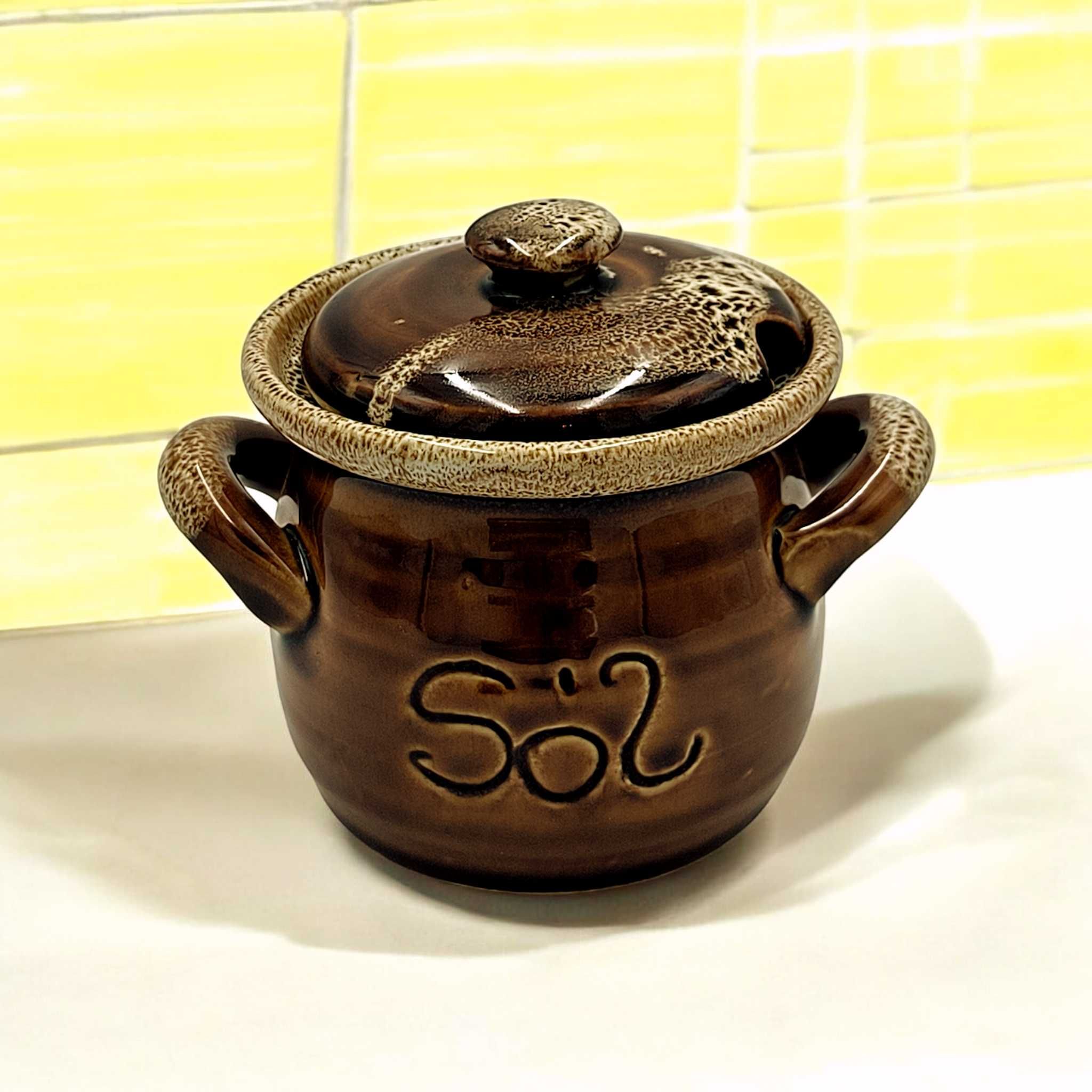 Gliniany Pojemnik na Sól 250 ml Ceramiczny Pojemnik Na Sól