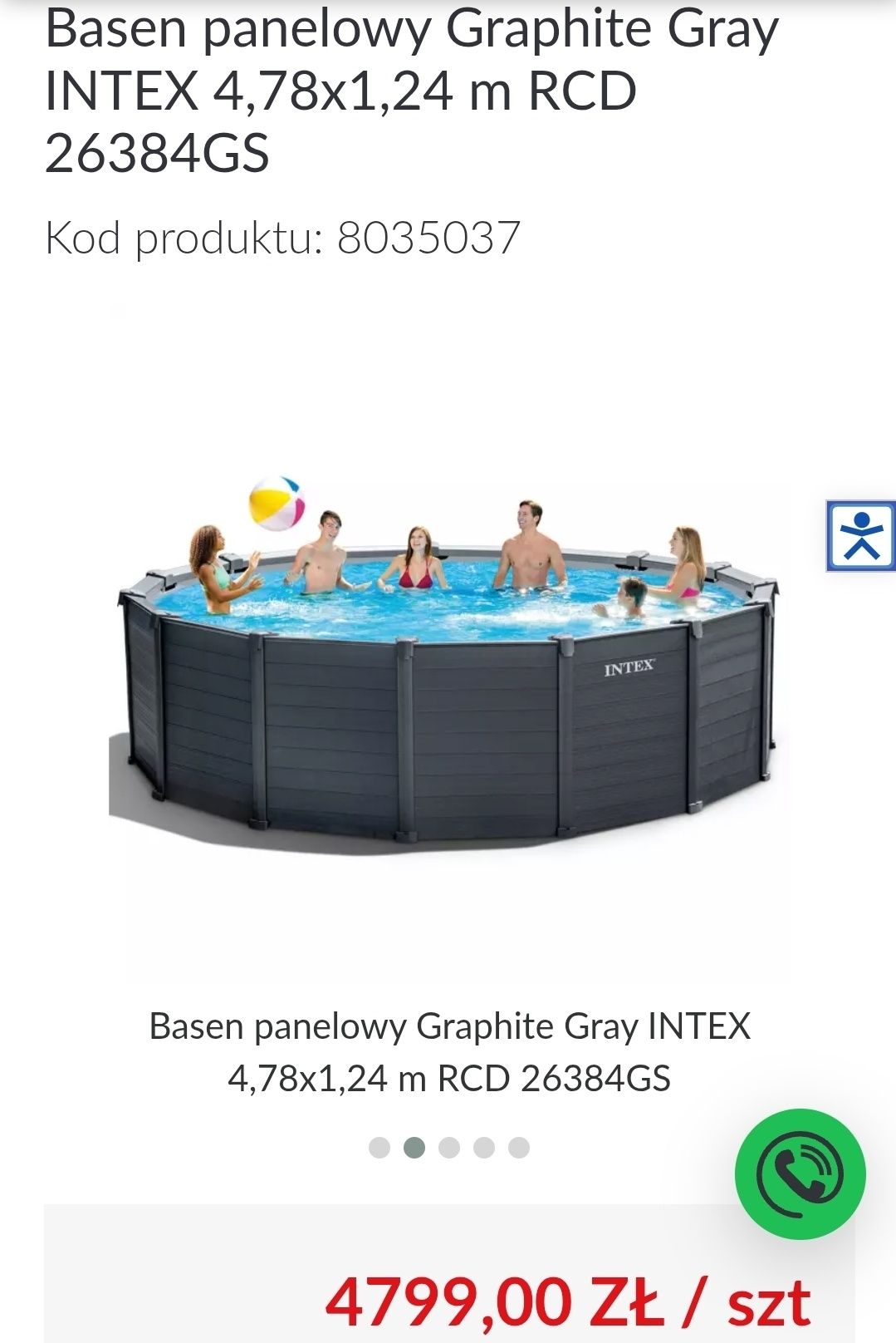 Basen panelowy INTEX 4,78x1,24 plus pompa ciepła