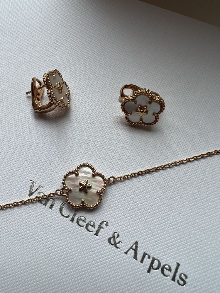 Набор сережки браслет Ван Клиф Van Cleef plum blossom