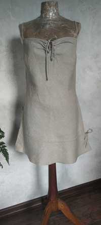 Fama lniana 100% len sukienka tunika naturalna r. 36