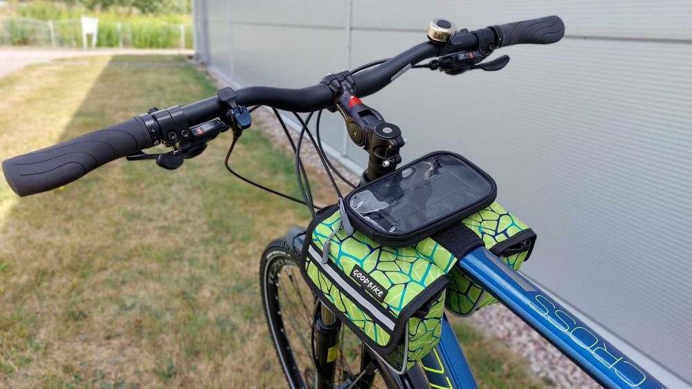 pojemna dwustronna sakwa rowerowa na ramę za kierownicą STAR-G 2x1,5l