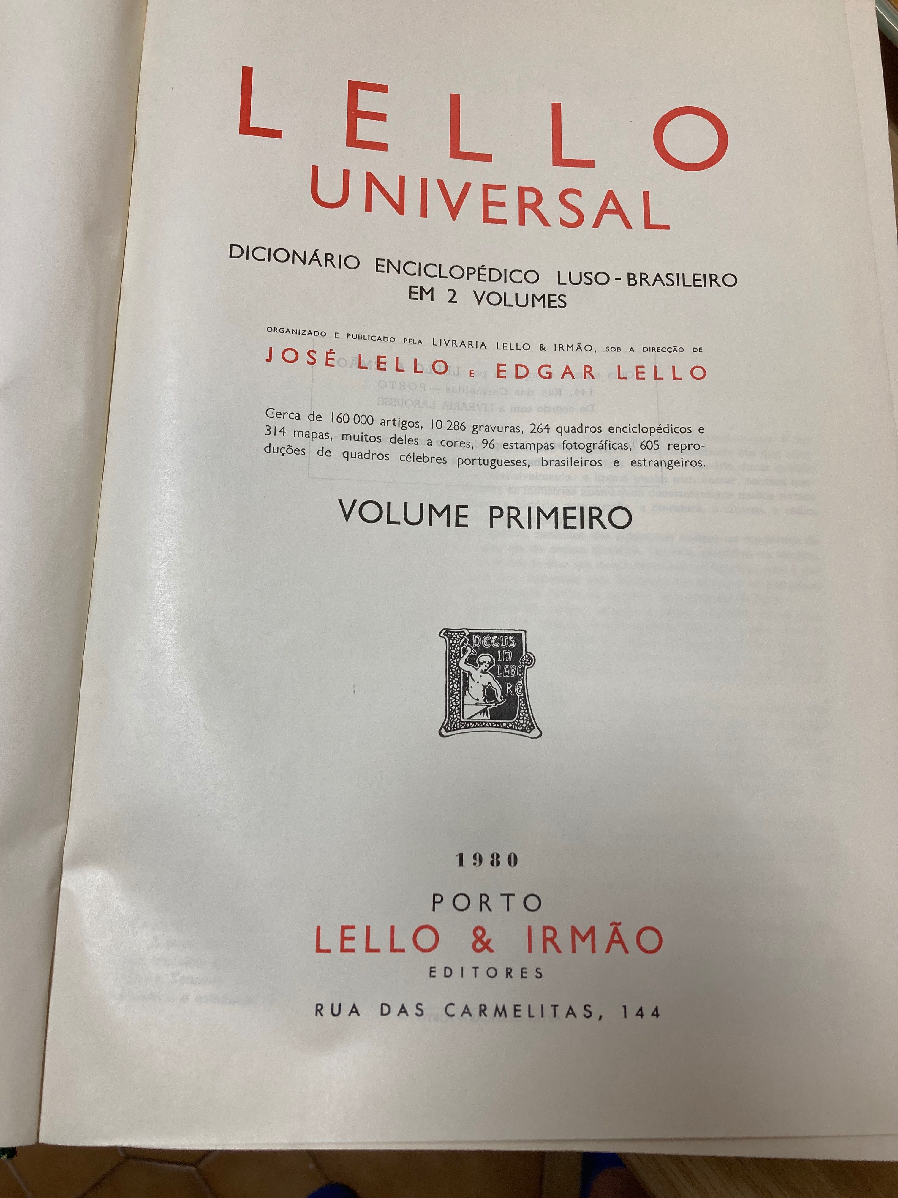 LELLO Enciclopédia - 2 Volumes 1980 - Óptimo Estado