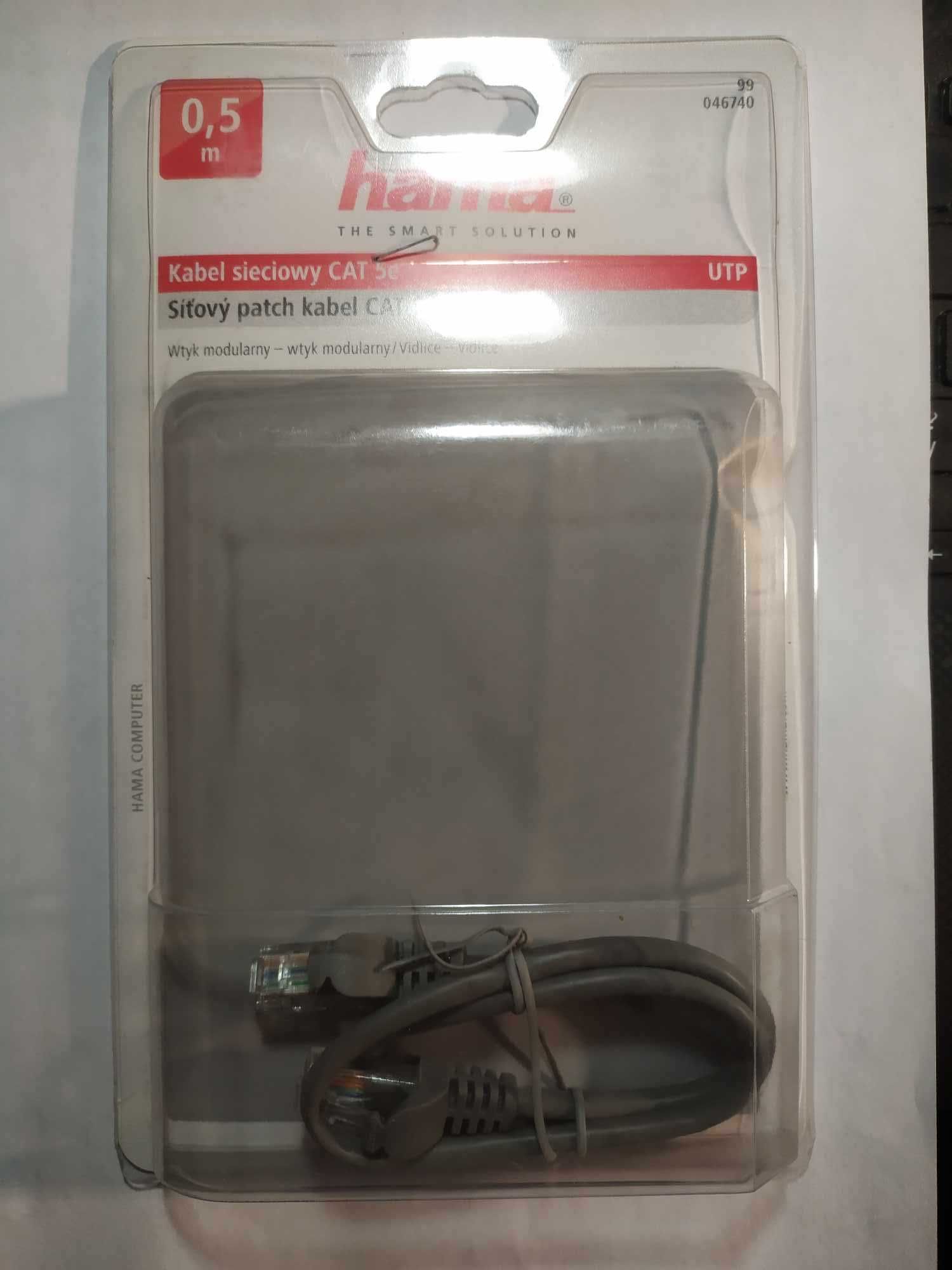 Hama Kabel Internetowy Sieciowy CAT5e UTP Krótki 0,5m Patchcord