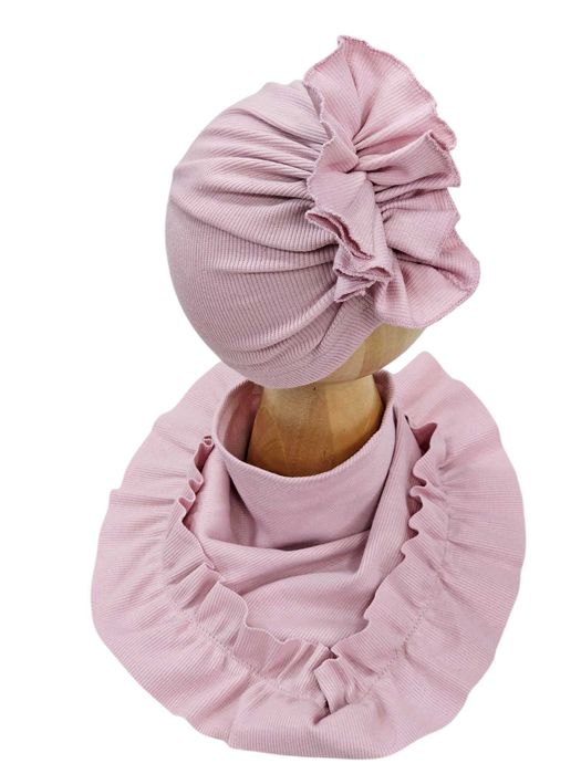 Czapka turban plus chustka z falbanką