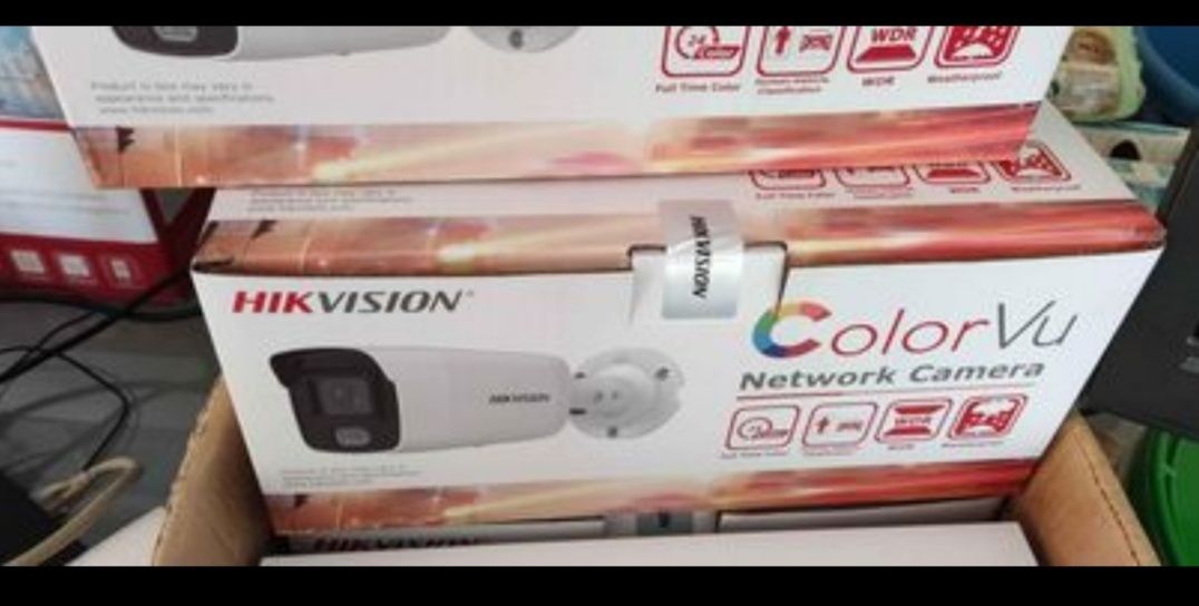 Kit CCTV, 1-NVR 8 portas DS-7608NI-I2, 4-camaras POE, 100m cabo utp