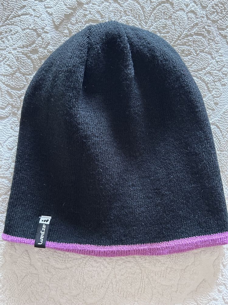 Gorro 2 em 1 roxo e preto