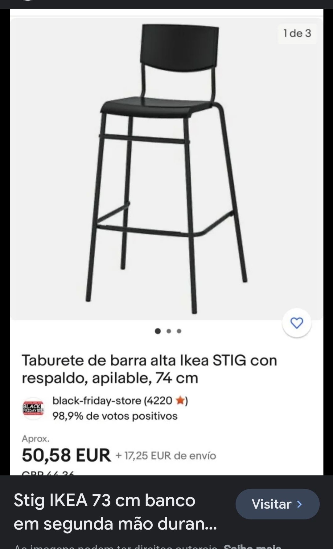 Cadeiras altas pretas IKEA
