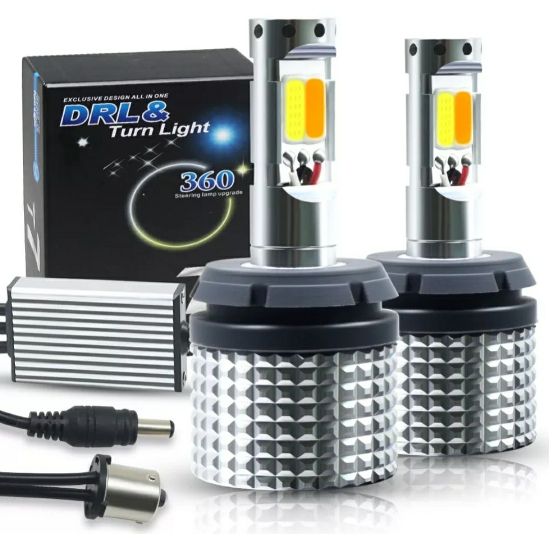 Лампы Дхо + поворот DRL+поворот Cob Light W21w P21W, 1156 7440 бел+жел