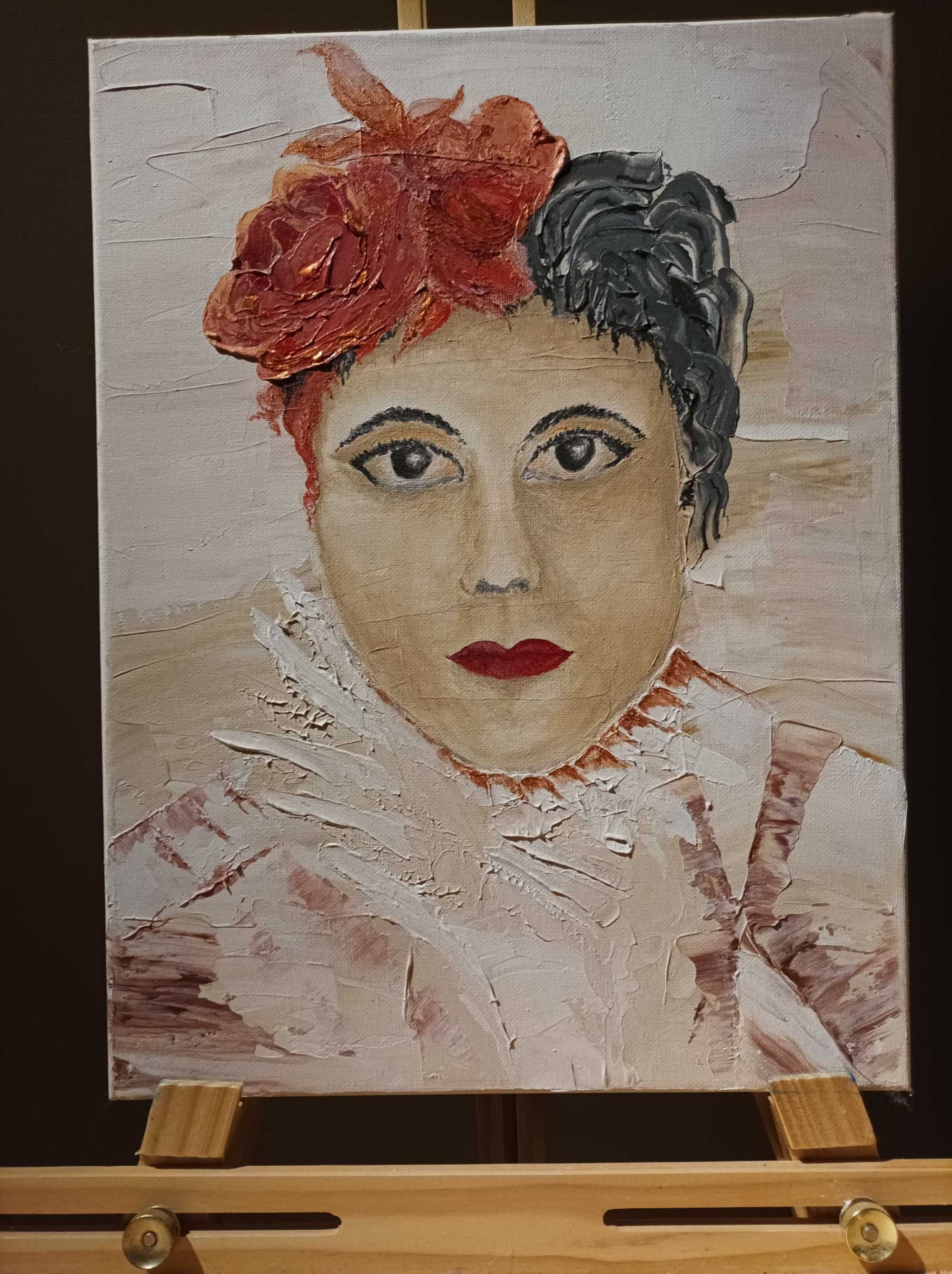 Obraz "Kobieta z kwiatem" Akryl - Poznańska malarka