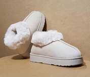 Kapcie r. 37 (24cm) na platformie beżowe z cholewką w stylu ugg emu