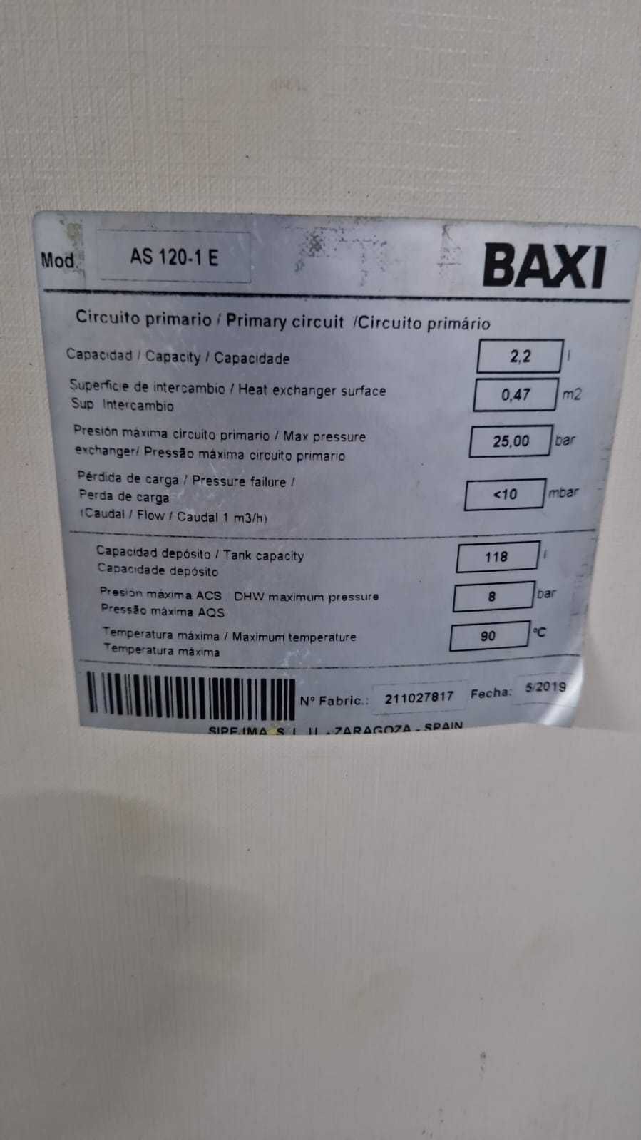 Depósito Acumulador 118 Lts Baxi (comprado há 5 anos por mais de 600 €