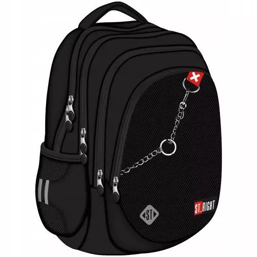 Plecak szkolny wielokomorowy St.Right czarny, różowy 23 l. ST.RIGHT